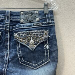 Miss Me Women's Cropped Capri Embellished Jeans Regular Size 27 Stretch Western